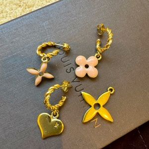 Louis Vuitton “Multicles” gold and pink earrings